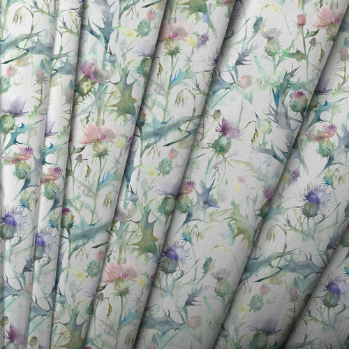 Floral Green M2M - Cirsium Printed Cotton Made to Measure Roman Blinds Damson Voyage Maison