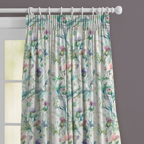 Floral Purple M2M - Cirsium Cream Printed Made to Measure Curtains Damson Voyage Maison