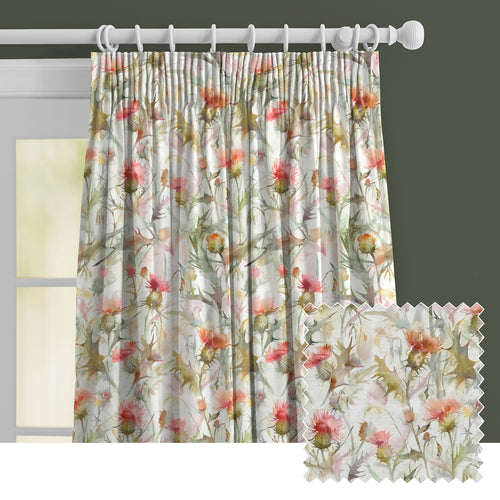 Floral Orange M2M - Cirsium Linen Printed Made to Measure Curtains Russet Voyage Maison