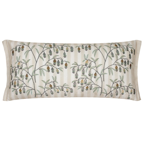 Floral White Cushions - Chinese Lanterns Embroidered Feather Rich Filled Cushion Linen Sanderson