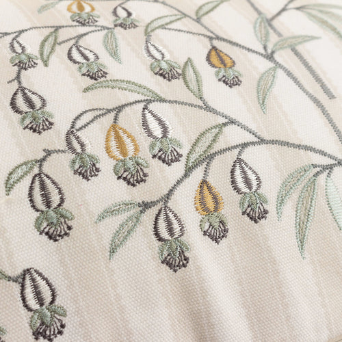 Floral White Cushions - Chinese Lanterns Embroidered Feather Rich Filled Cushion Linen Sanderson