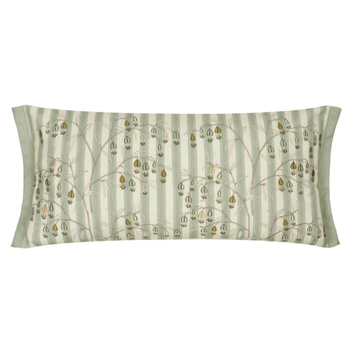 Floral Green Cushions - Chinese Lanterns Embroidered Feather Rich Filled Cushion Sage Sanderson