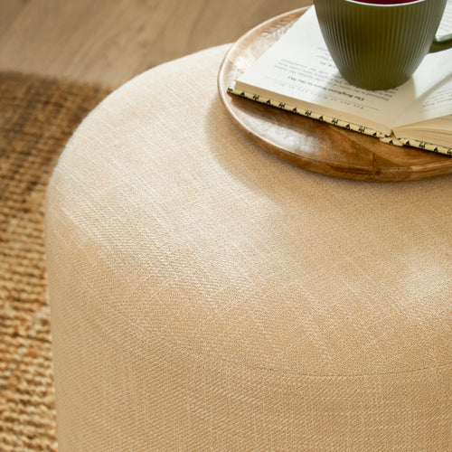 Plain Beige Furniture - Clara  Footstool Oak Voyage Maison