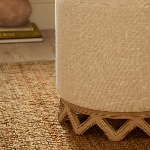 Plain Beige Furniture - Clara  Footstool Oak Voyage Maison
