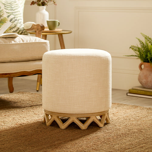 Plain Beige Furniture - Clara  Footstool Oak Voyage Maison
