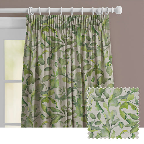 Floral Green M2M - Claudia Printed Cotton Made to Measure Curtains Cream Voyage Maison