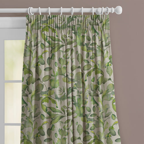 Floral Green M2M - Claudia Printed Cotton Made to Measure Curtains Cream Voyage Maison