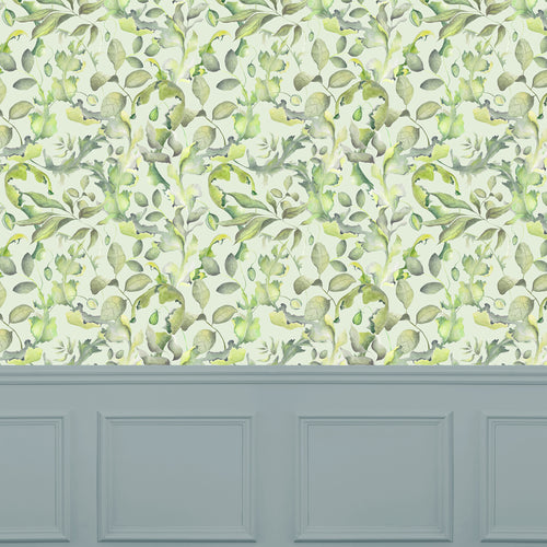 Floral Green Wallpaper - Claudia  1.4m Wide Width Wallpaper (By The Metre) Sage Voyage Maison