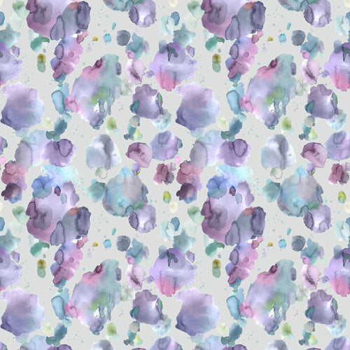 Abstract Purple Fabric - Cloud Burst Printed Cotton Fabric (By The Metre) Damson Voyage Maison