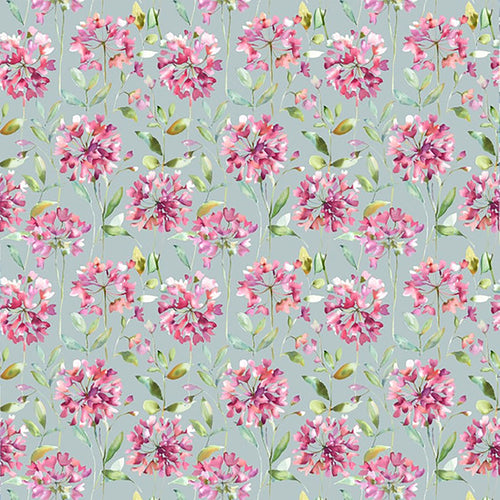 Floral Pink Fabric - Clovelly Printed Cotton Fabric (By The Metre) Slate Voyage Maison