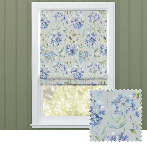 Floral Blue M2M - Clovelly Printed Cotton Made to Measure Roman Blinds Bluebell Voyage Maison