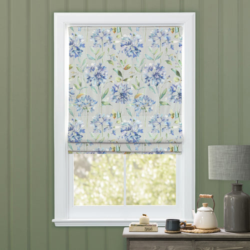 Floral Blue M2M - Clovelly Printed Cotton Made to Measure Roman Blinds Bluebell Voyage Maison