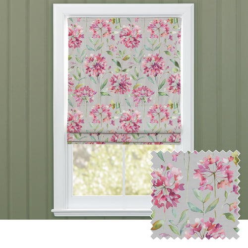Floral Pink M2M - Clovelly Printed Cotton Made to Measure Roman Blinds Stone Voyage Maison