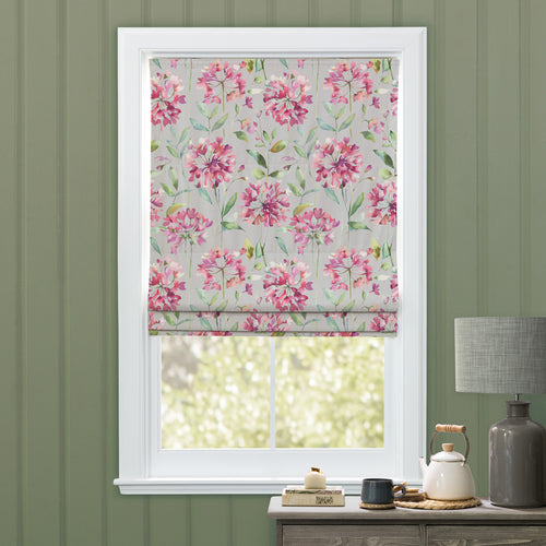 Floral Pink M2M - Clovelly Printed Cotton Made to Measure Roman Blinds Stone Voyage Maison