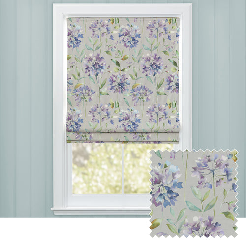 Floral Purple M2M - Clovelly Printed Cotton Made to Measure Roman Blinds Violet Voyage Maison