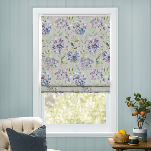 Floral Purple M2M - Clovelly Printed Cotton Made to Measure Roman Blinds Violet Voyage Maison