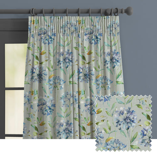 Floral Blue M2M - Clovelly Printed Made to Measure Curtains Bluebell Voyage Maison