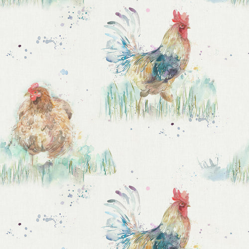 Animal Green Fabric - Cluck Printed Oil Cloth Fabric Natural Voyage Maison