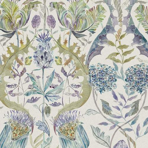 Floral Blue Fabric - Colscott Printed Cotton Fabric (By The Metre) Skylark Voyage Maison