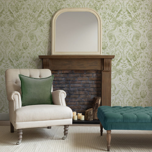 Floral Green Wallpaper - Colscott  1.4m Wide Width Wallpaper (By The Metre) Meadow Voyage Maison