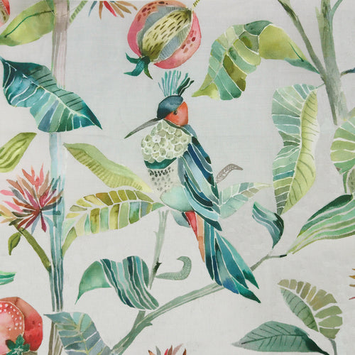 Animal Green Fabric - Colyford Printed Cotton Fabric (By The Metre) Silver Voyage Maison