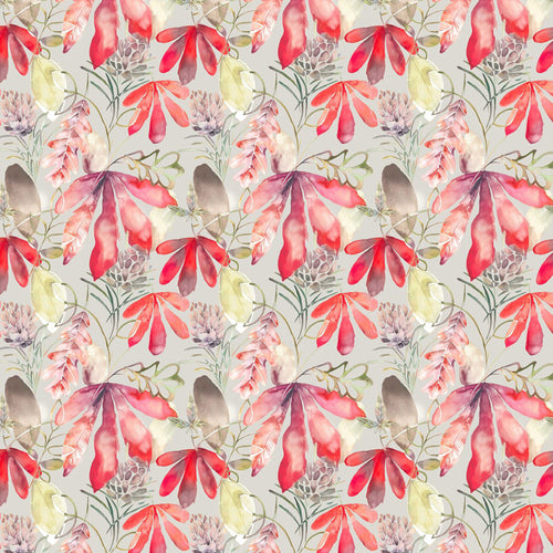 Floral Red Fabric - Conifer Printed Cotton Fabric (By The Metre) Nut Voyage Maison