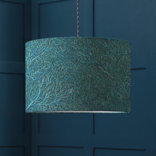 Floral Blue Lighting - Coressa Eva Printed Lamp Shade Teal Voyage Maison