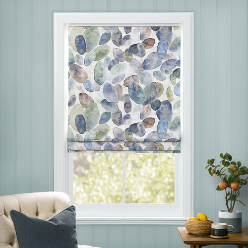 Abstract Blue M2M - Correa Printed Cotton Made to Measure Roman Blinds Crocus/Cream Voyage Maison