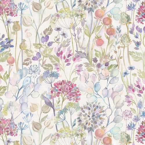 Floral Pink Fabric - Country Hedgerow Printed Cotton Fabric (By The Metre) Classic/Cream Voyage Maison