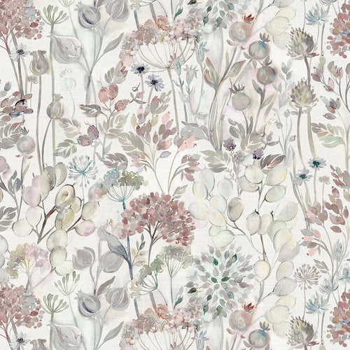 Floral Grey Fabric - Country Hedgerow Printed Cotton Fabric (By The Metre) Dawn/Cream Voyage Maison