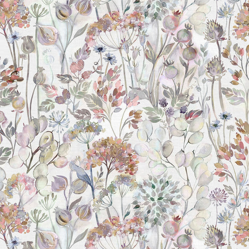 Floral Green Fabric - Country Hedgerow Printed Cotton Fabric (By The Metre) Dusk/Cream Voyage Maison