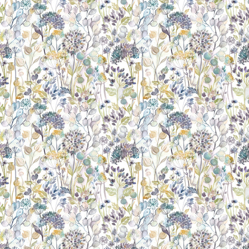 Floral Blue Fabric - Country Hedgerow Printed Cotton Fabric (By The Metre) Sky/Cream Voyage Maison