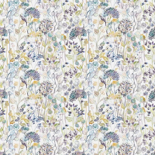 Floral Purple Fabric - Country Hedgerow Printed Cotton Fabric Violet Cream Voyage Maison