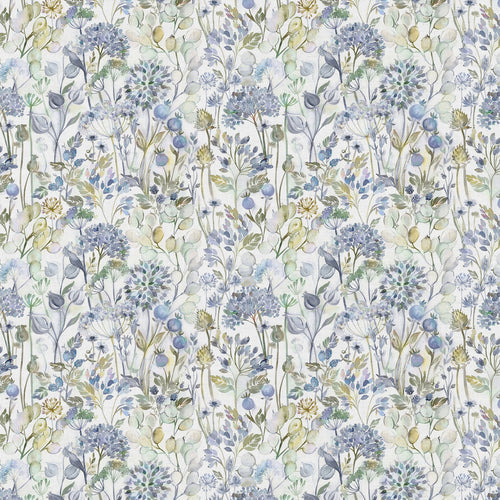 Floral Blue Fabric - Country Hedgerow Printed Cotton Fabric Crocus Voyage Maison