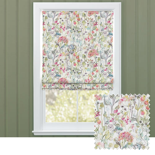 Floral Orange M2M - Country Hedgerow Printed Cotton Made to Measure Roman Blinds Coral/Cream Voyage Maison