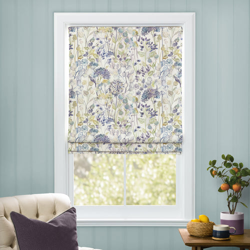Floral Blue M2M - Country Hedgerow Printed Cotton Made to Measure Roman Blinds Sky/Cream Voyage Maison