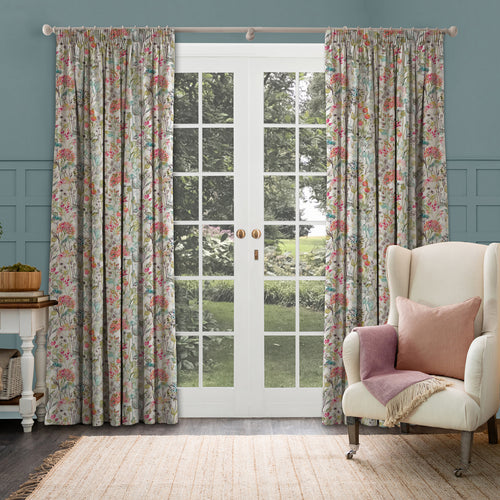 Floral Multi M2M - Country Hedgerow Printed Made to Measure Curtains Coral Voyage Maison