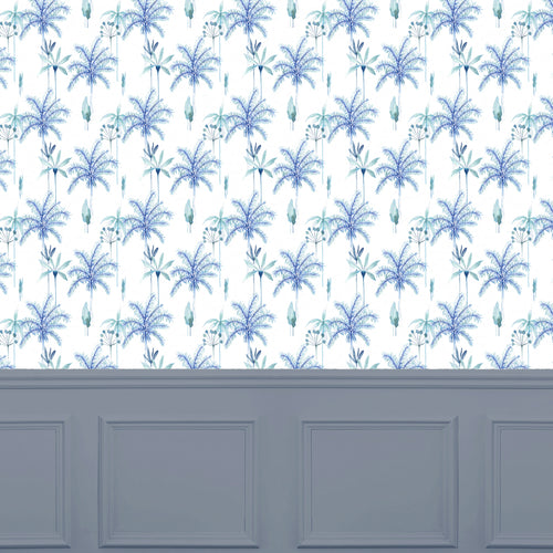 Global Blue Wallpaper - Cozzo  1.4m Wide Width Wallpaper (By The Metre) Cobalt Voyage Maison