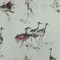  Samples - Cranes Linen Printed Fabric Sample Swatch Tourmaline Voyage Maison