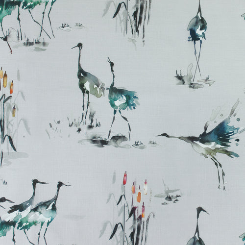 Animal Blue Fabric - Cranes Printed Fabric (By The Metre) Cobalt Voyage Maison