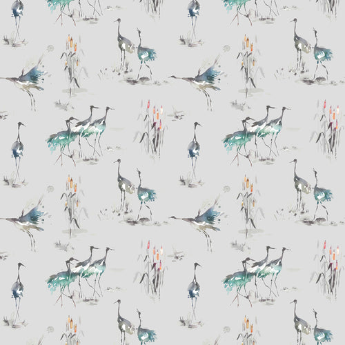 Animal Blue Fabric - Cranes Printed Fabric (By The Metre) Cobalt Voyage Maison