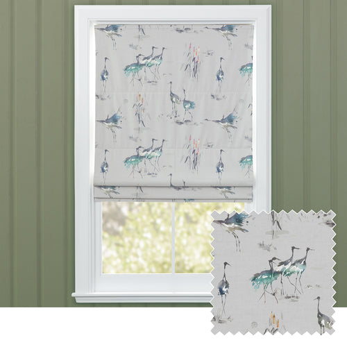 Animal Blue M2M - Cranes Printed Made to Measure Roman Blinds Cobalt Voyage Maison