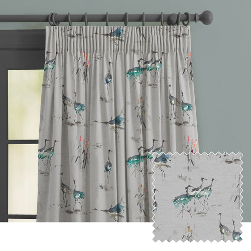 Animal Blue M2M - Cranes Printed Made to Measure Curtains Cobalt Voyage Maison