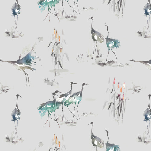 Animal Blue Wallpaper - Cranes  1.4m Wide Width Wallpaper (By The Metre) Cobalt Voyage Maison