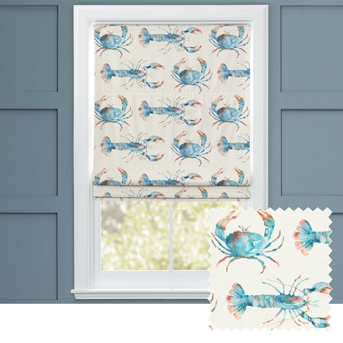 Animal Blue M2M - Crustaceans Printed Cotton Made to Measure Roman Blinds Cobalt Voyage Maison
