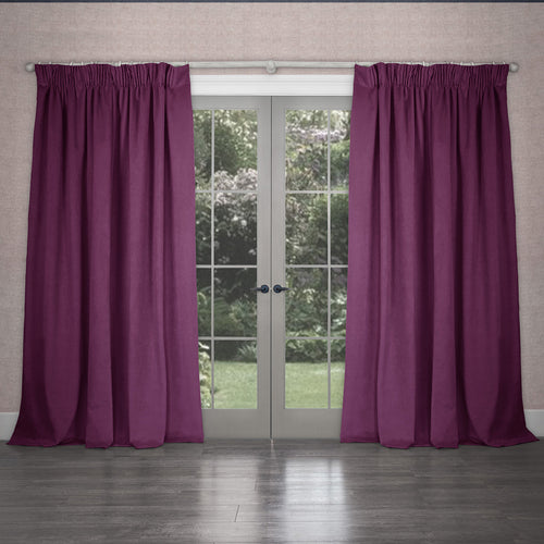 Plain Purple Curtains - Cube Velvet Pencil Pleat Curtains Amethyst Voyage Maison