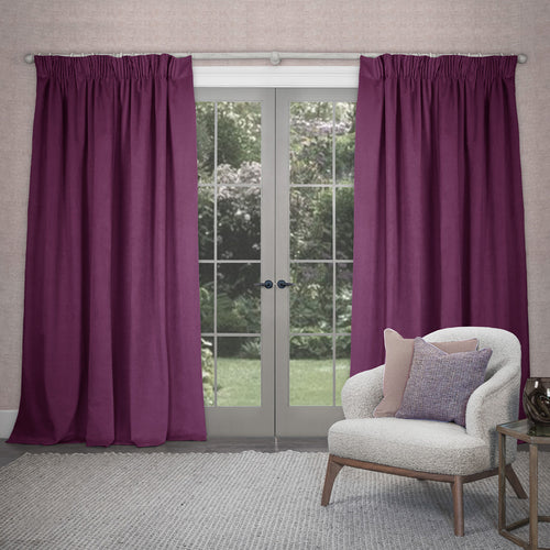 Plain Purple Curtains - Cube Velvet Pencil Pleat Curtains Amethyst Voyage Maison