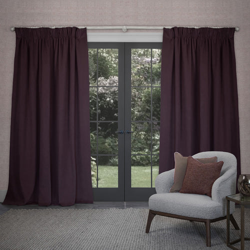 Plain Purple Curtains - Cube Velvet Pencil Pleat Curtains Mauve Voyage Maison