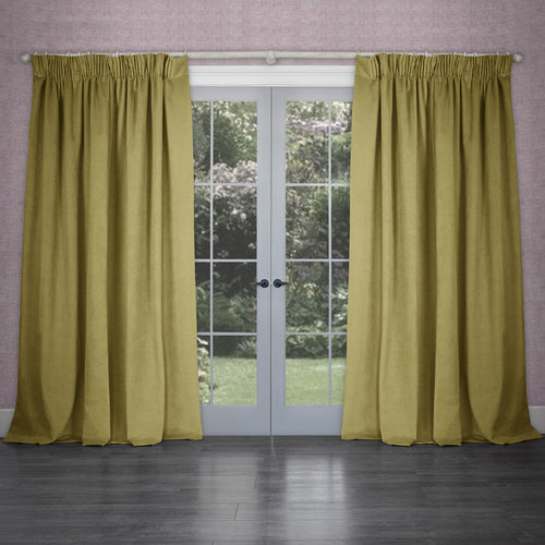 Plain Yellow Curtains - Cube Velvet Pencil Pleat Curtains Mustard Voyage Maison