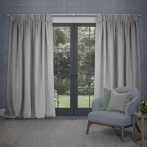 Plain Grey Curtains - Cube Velvet Pencil Pleat Curtains Silver Voyage Maison